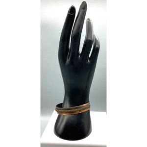Vintage Genuine Copper Cuff Bracelet, Smooth Wider Band with Ridged Skinny